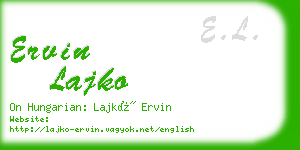 ervin lajko business card